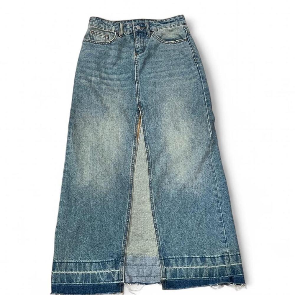 Bdg Urban Outfitters Mandi Denim Maxi Skirt Light-Medium Blue Wash, X-Small